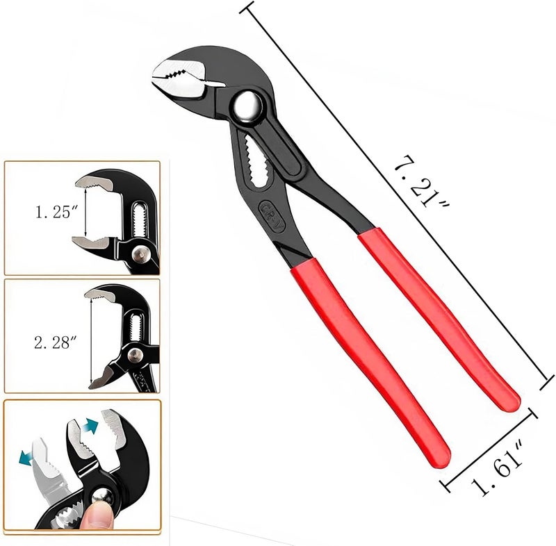 BJDSI Channel Locks Plier 7 inch,Fast Adjustable,Mutil-Position Push-Lock,High Torque,Anti-Rust. - Image 2
